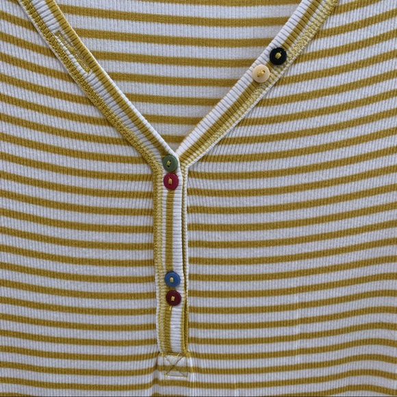 Anthropologie Pure + Good Yellow Striped Henley Button Dress - Picture 7 of 7